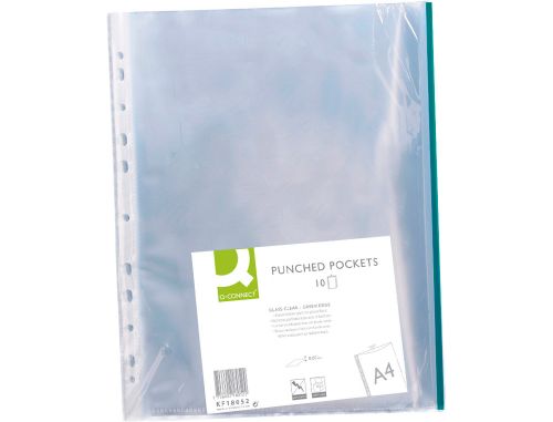 Bolsa catalogo/mica q-connect din a4 70 microns pp cristal com borda verde bolsa de 10 unidades , Q-connect , 68811 , 5706002180522
